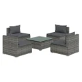 5 Piece Garden Lounge Set with Cushions Poly Rattan Grey vidaXL