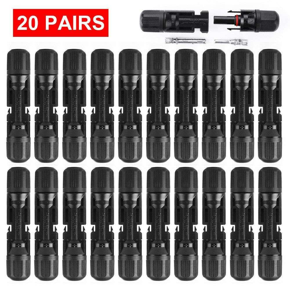 20 Pair Connectors 30A for PV Solar Panel Male & Female Cable Waterproof