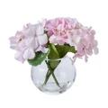 Rogue Hydrangea-Sphere Vase Handcrafted Indoor Flower Planter With Artificial Faux Plant Pink/Glass