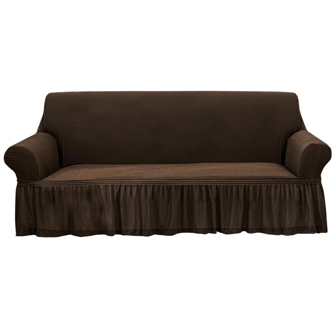 SOGA 3-Seater Coffee Sofa Cover with Ruffled Skirt Couch Protector High Stretch Lounge Slipcover Home Decor
