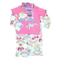 3pc Girl's Glow Flannel Pyjama Set: Long Sleeve Set & Short Sleeve Top [Size: 4]