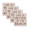 4pc Rayell Ceramic Printed Coaster Life at The Beach Slate Drink Glass Holder