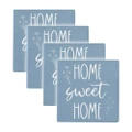 4pc Rayell Ceramic Printed Coaster Home Sweet Home Slate Drink Glass Holder Set