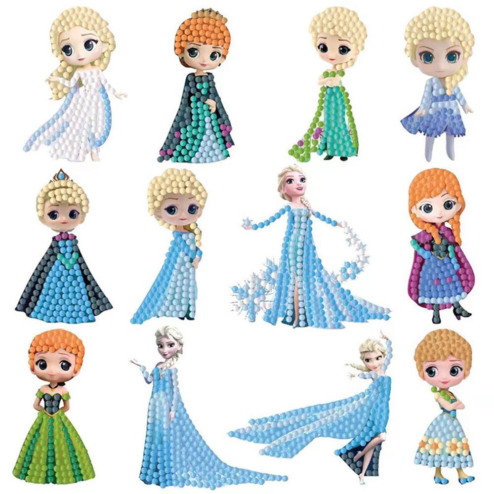 Vicanber Boys Girls Diamond Painting Kits for Boys Girls 12 Pcs Art Sticker Unicorn,Dinosaur,Elsa Princess Kawaii Gifts(Elsa)