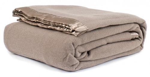 Australian Wool Blanket with Satin Trim Edge (Taupe) - Queen/King