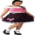 50s Poodle Pink Dress Greaser Rock Women Costume Plus