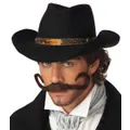 The Gunslinger Western Dark Brown Men Costume Moustache