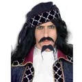 Pirate Buccaneer Captain Black Men Costume Beard Moustache