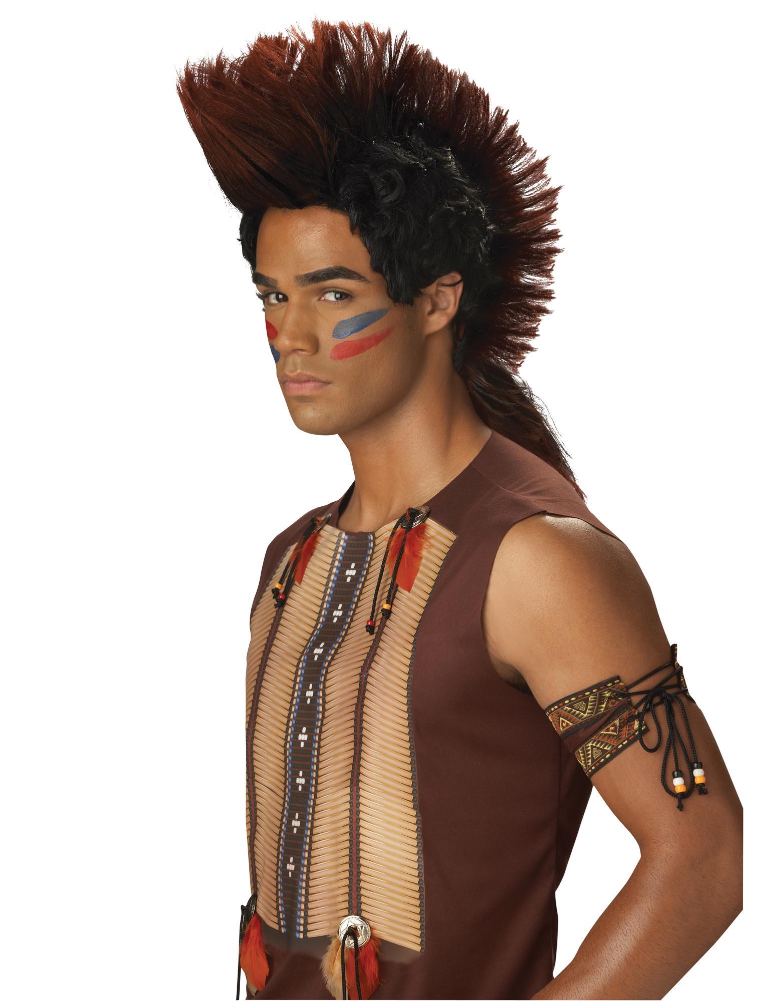 Indian Warrior Native American Mohawk Noble Men Costume Wig