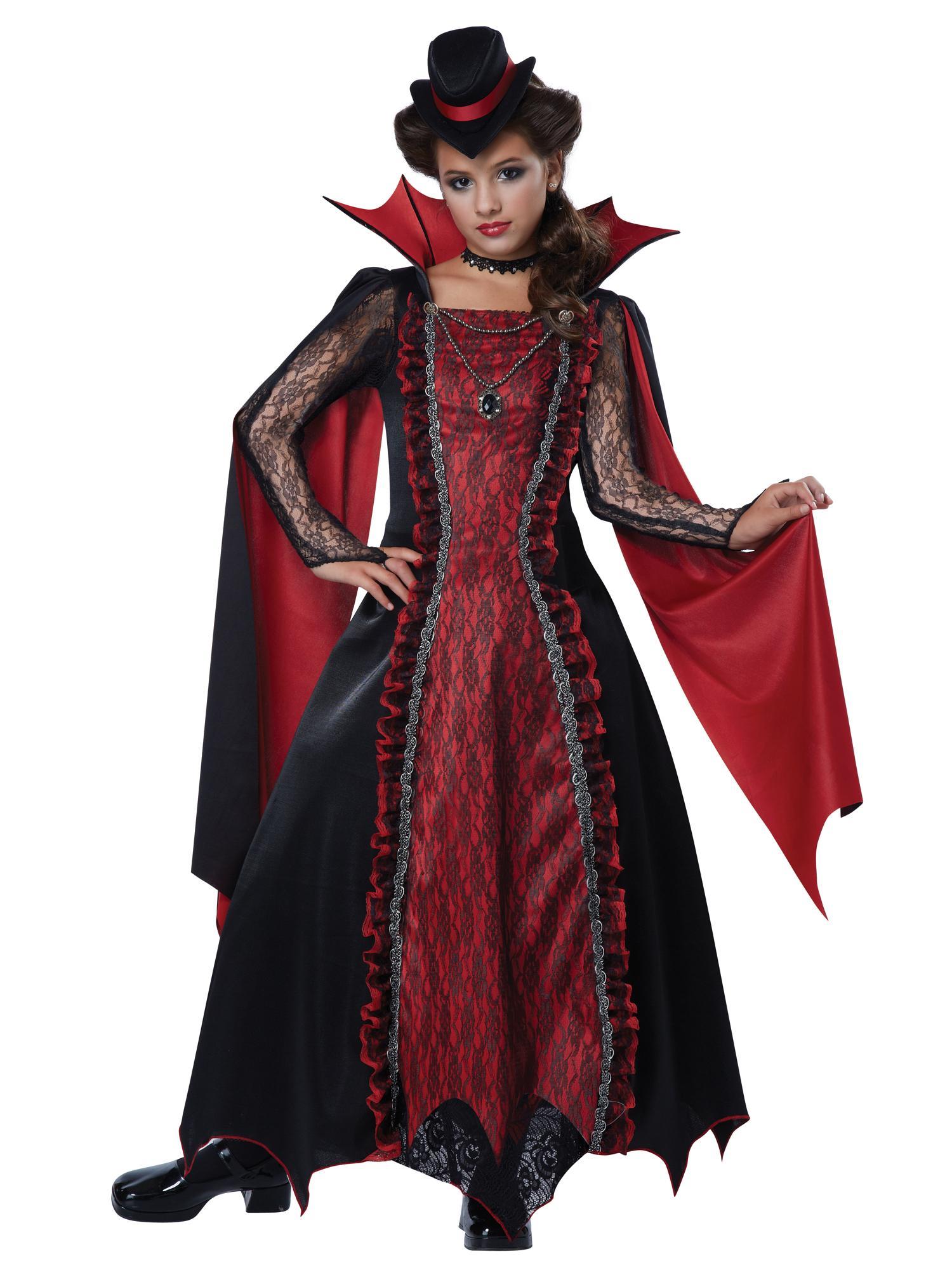 Victorian Vampira Vampires Gothic Medieval Halloween Dress Up Girls Costume
