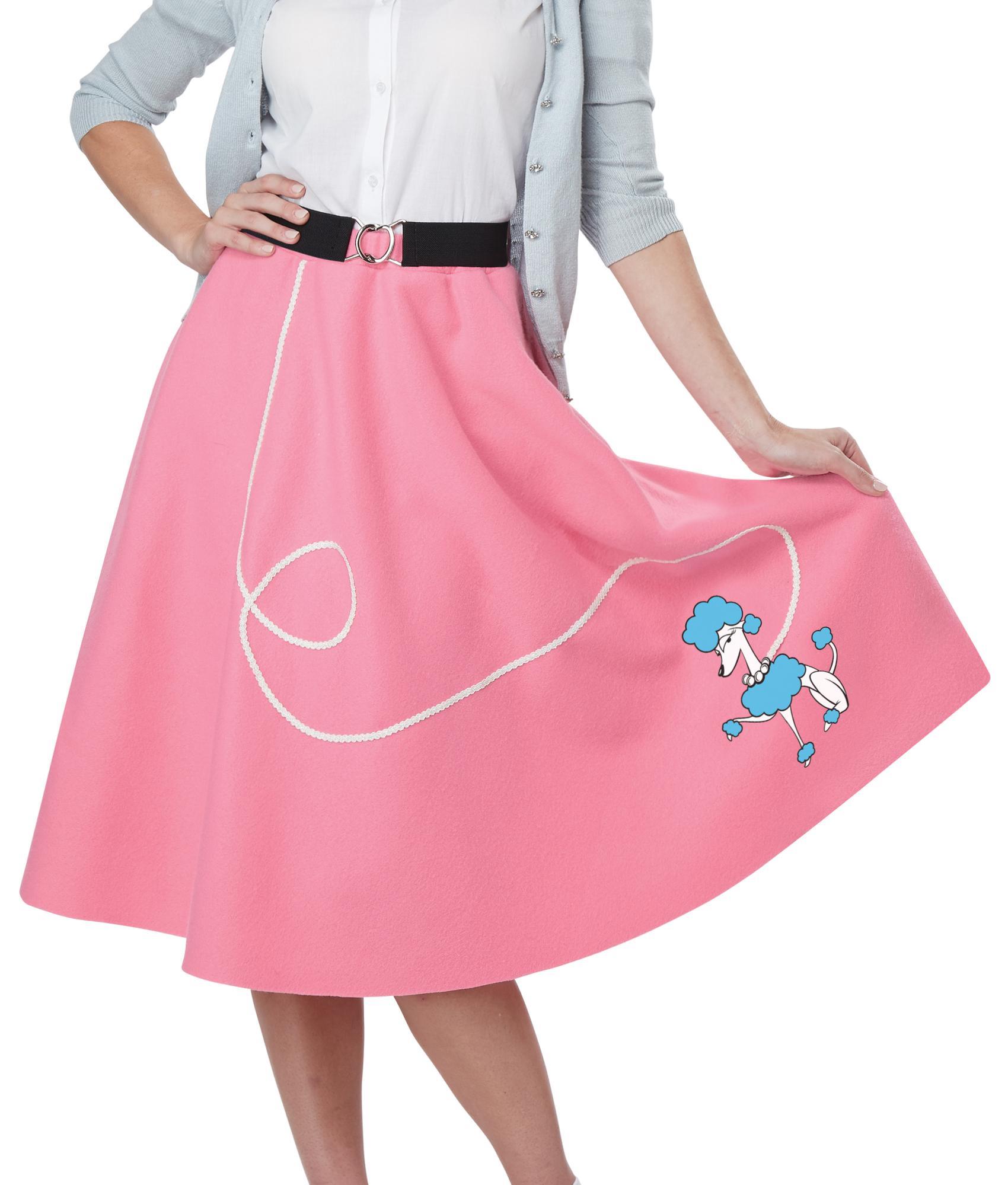50s Poodle Greaser Sock Hop Bopper Rock Roll Womens Costume Pink Skirt