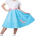 50s Poodle Greaser Sock Hop Bopper Rock Roll Womens Costume Blue Skirt
