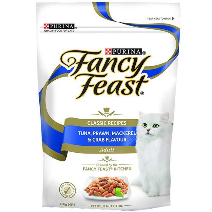Fancy Feast Dry Tuna Prawn Mackerel & Crab Cat Food 450g x 4