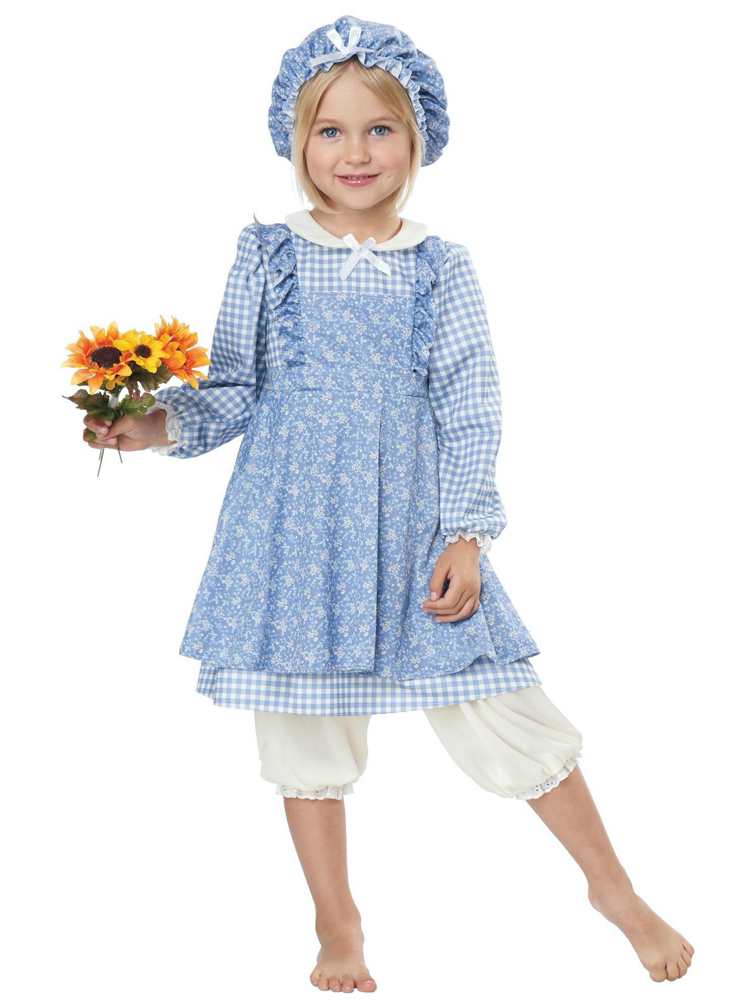Little Prairie Blue Pioneer Frontier Colonial Olden Day Toddler Girls Costume