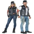 Biker Badazz Rider Rocker 80s Gangster Adult Mens Costume Tattoo Vest & Cap