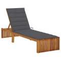 Sun Lounger with Cushion Solid Acacia Wood vidaXL