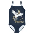 Harry Potter Girls Hogwarts One Piece Swimsuit (Navy/White/Gold) (9-10 Years)