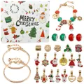 Vicanber Christmas Advent Calendar Blind Box Charm Bracelet DIY Making Kit Toys Kids Xmas Countdown Gifts (Gold)