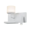 Vigo LED Wall Light Interior with Left Reader Matte White with Frosted Diffuser