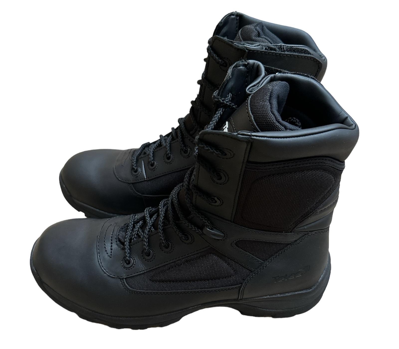 Telas Leather Combat w Side Zip Boots EEE Tactical Police Military Cadet - Black - US 4