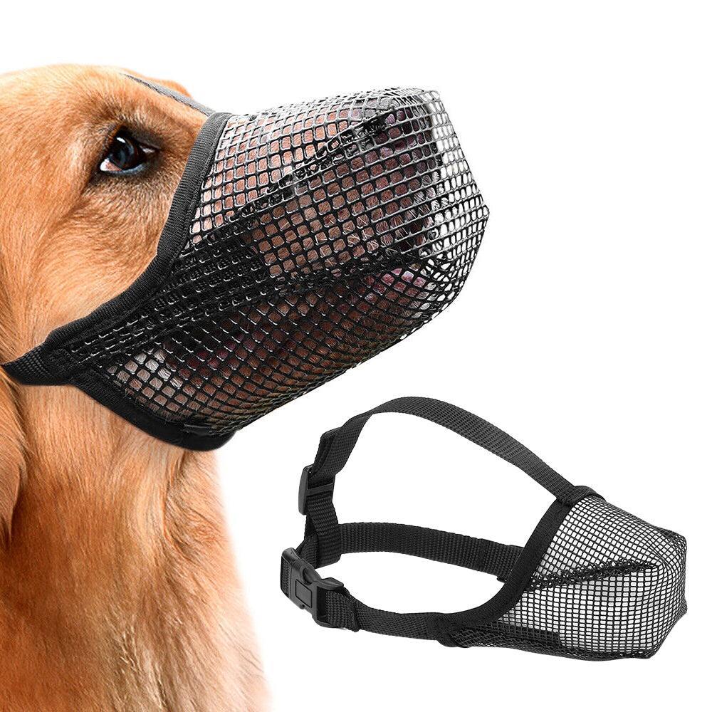 Soft Mesh Covered Dog Muzzle with Adjustable Straps Anti-Biting Breathable Pet Muzzle L