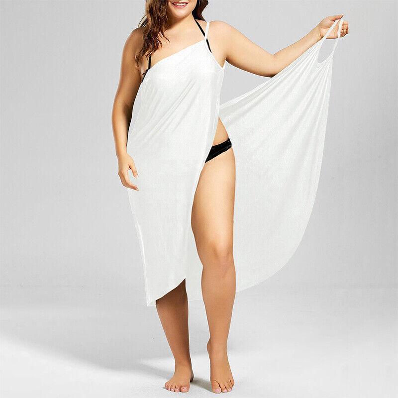 GoodGoods Plus Size Bikini Cover Up Swimwear Strappy Dress Bathing Suit(White,3XL)