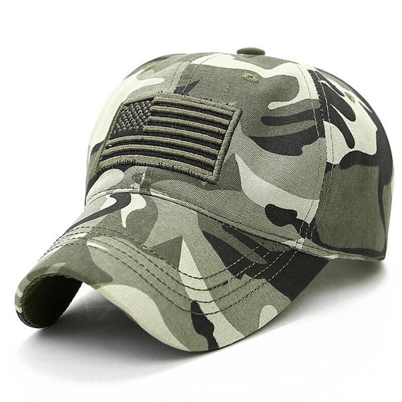 Vicanber Flag Army Camo Military Hat Baseball Cap Adjustable Sport Hats(Camouflage)
