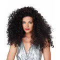 70s Disco Diva Crimped Black Wig