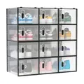Advwin Shoe Storage Box Stackable Transparent Plastic Shoe Case (Large Size - 12 Pack)