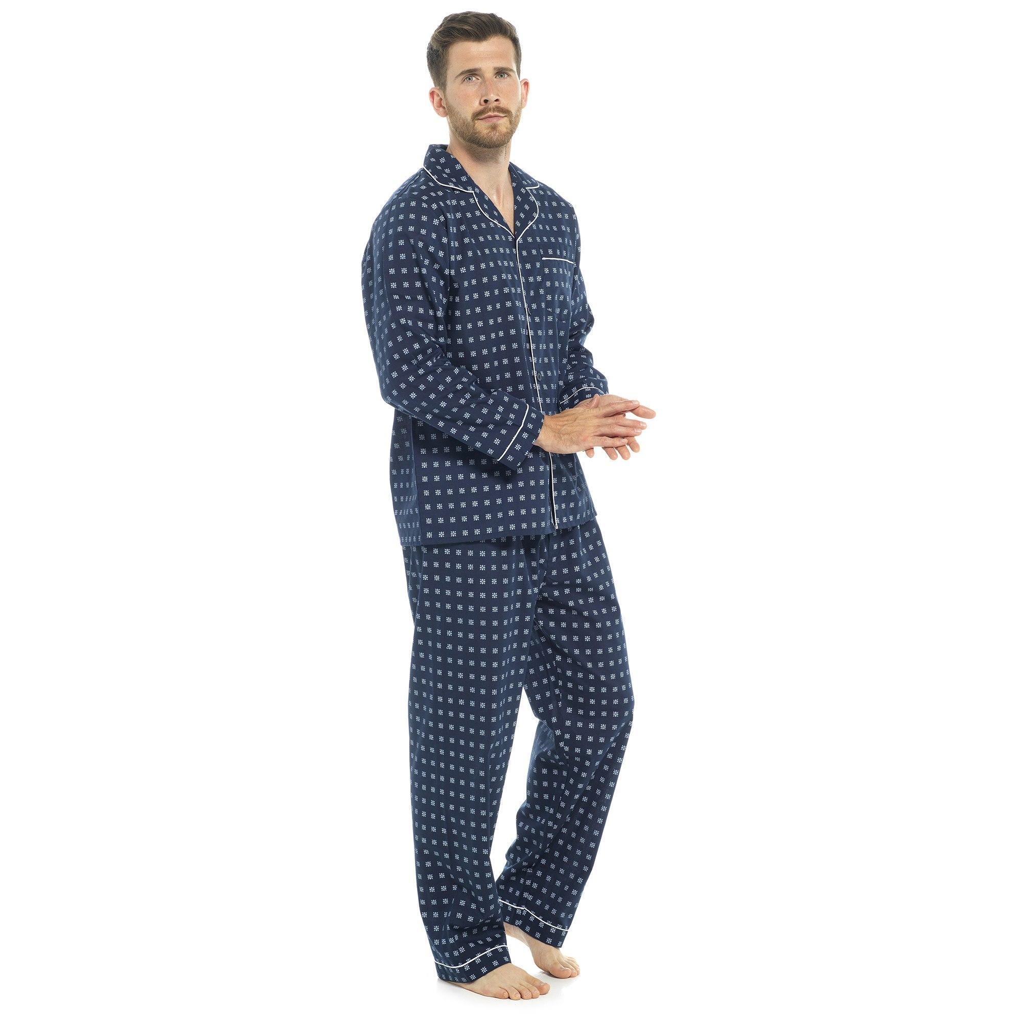 Walter Grange Mens Traditional Printed Pyjama Set (Blue) (L)