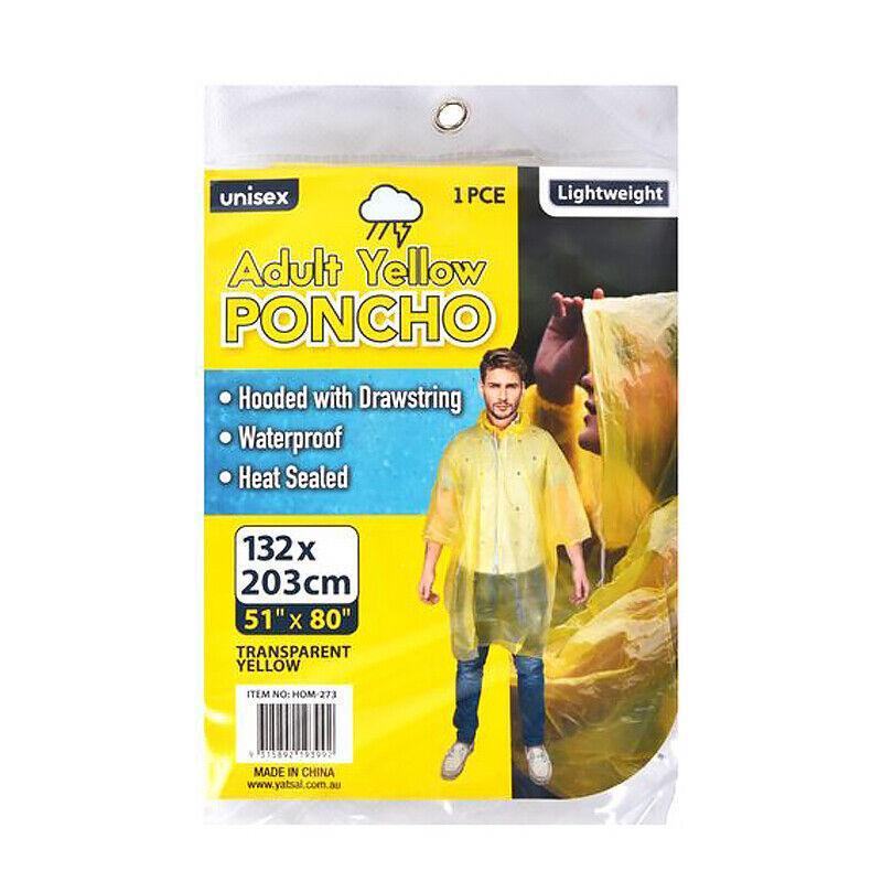 1x Adult Unisex Waterproof Jacket EVA Poncho Raincoat Rain Coat Rainwear -Yellow