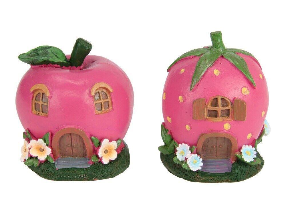 2pcs 10cm Apple & Strawberry Fairy Garden House Ornament Figurine Statue Gift
