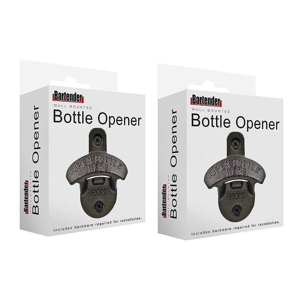 2x Bartender Wall Mounted Cast Iron Beer/Cap/Bottle Open Opener Barware w/Screws