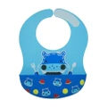 Marcus & Marcus Wide BPA Free Silicone Bib Food Catcher Baby/Toddler 6m+ Blue