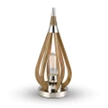 Bonito Table Lamp Taupe Wood Tear Drop with Polished Nickel