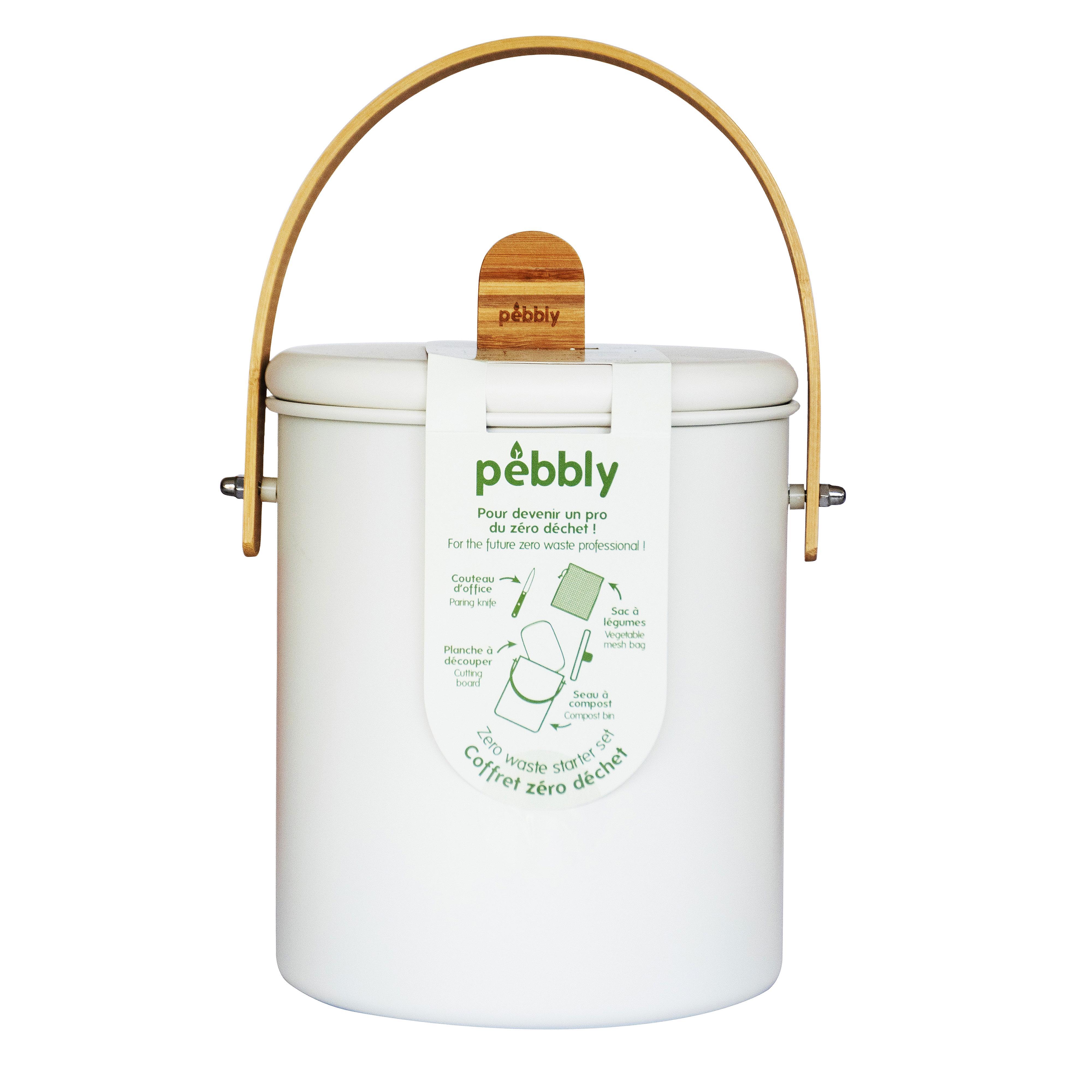 Pebbly Zero Waste Set Kitchen Items Reduce Waste With Cutting Board Pairing Knife Compost Bin Cream/Natural
