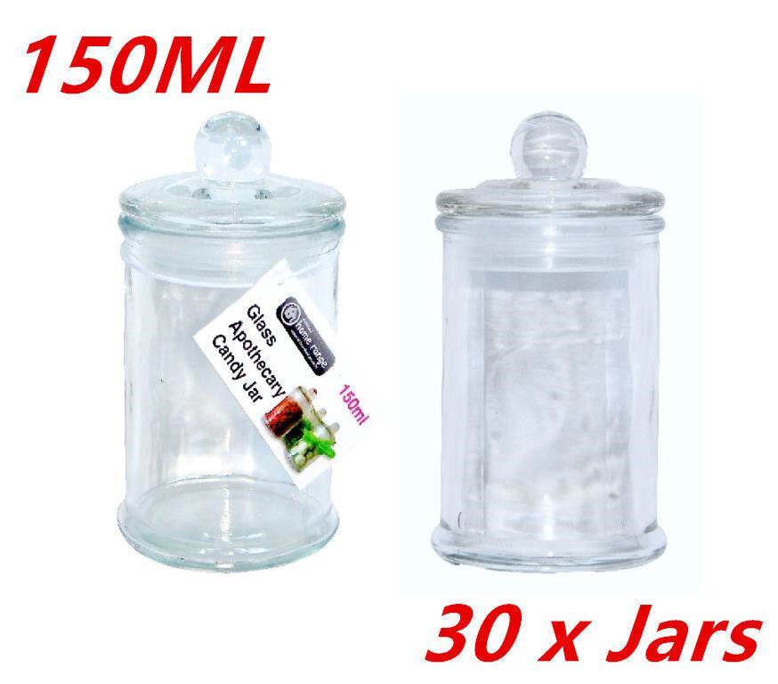 30 x Glass Apothecary Candy Jar with Lid Candy Candle Waxing Lolly Wedding 150ml