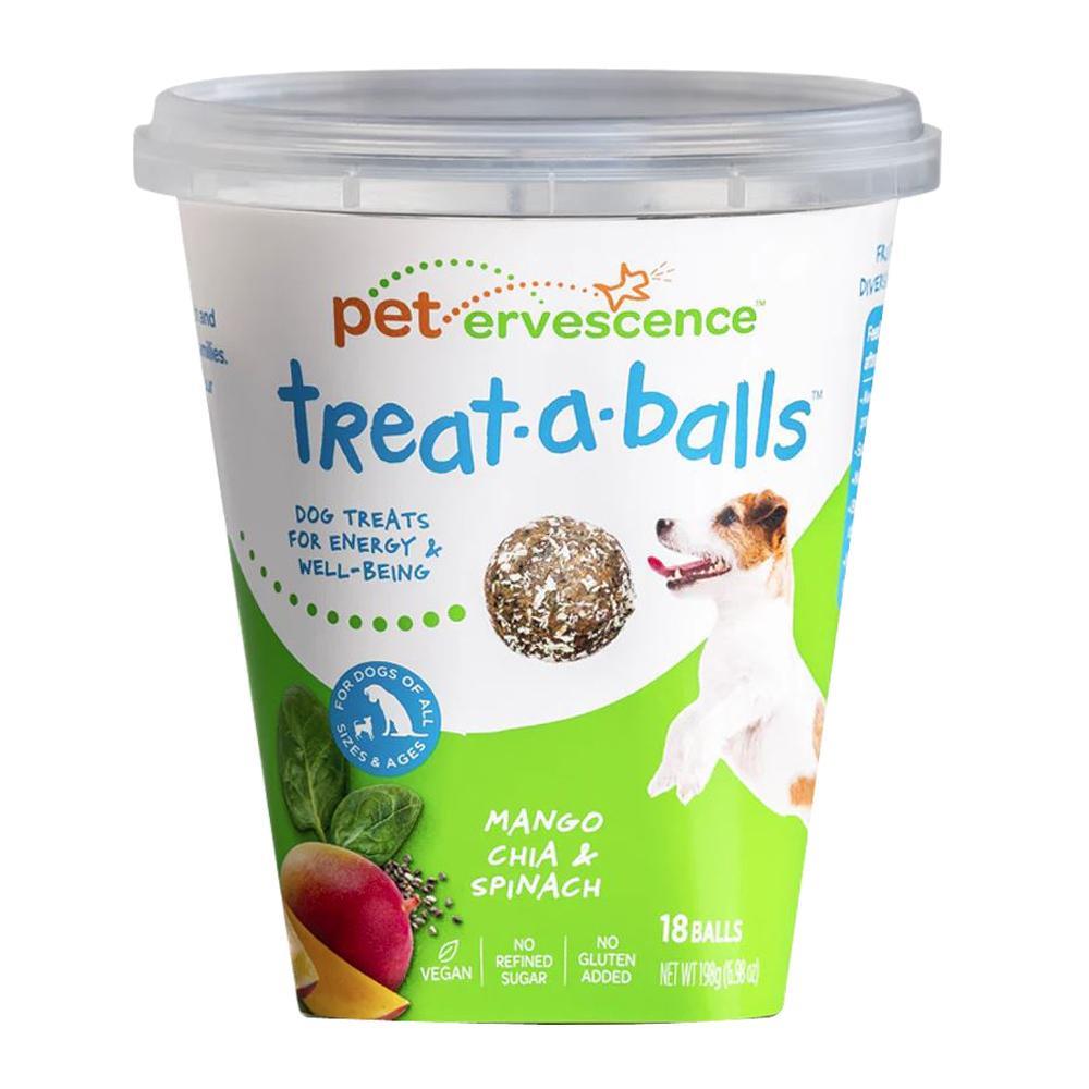 Pet Ervescence Treat-A-Balls Dog Treats Mango Chia & Spinach 198g