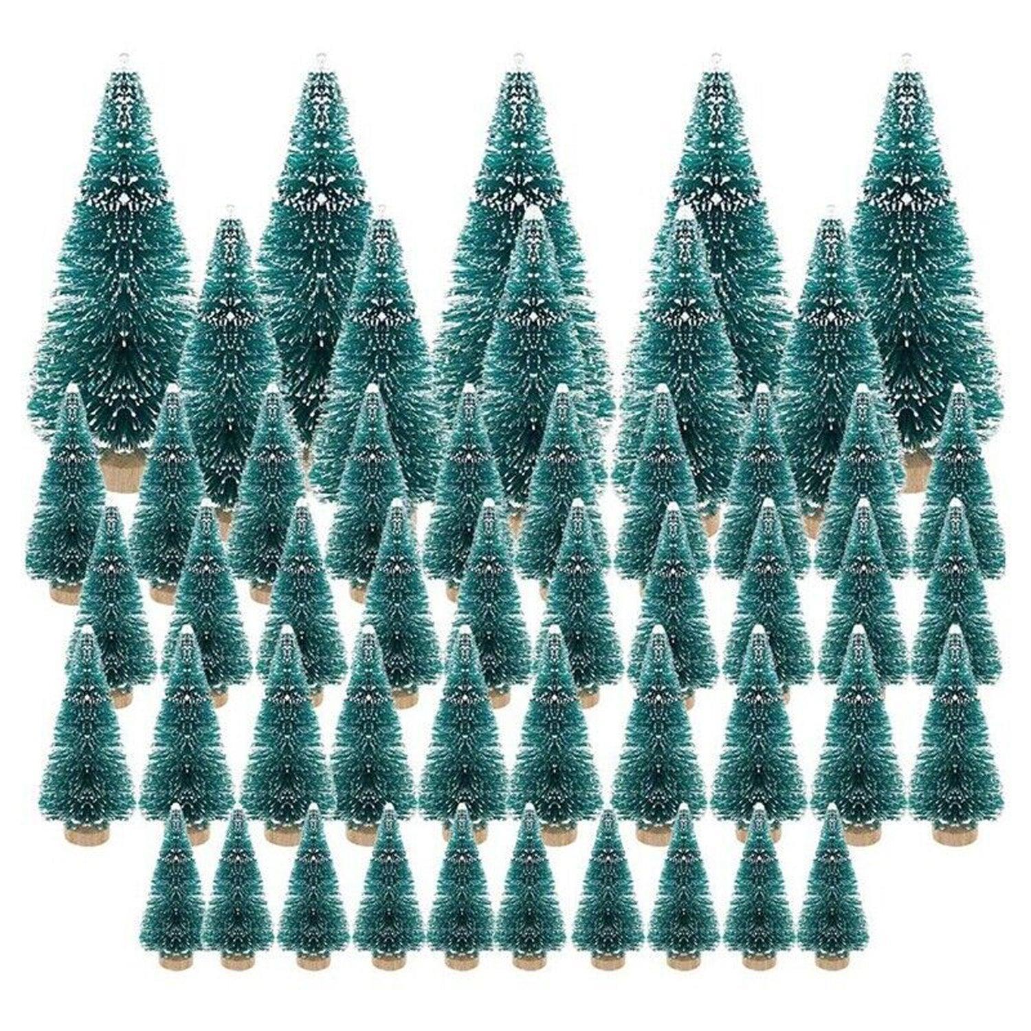50PCS Miniature Artificial Christmas Tree Small Snow Frost Trees Pine Trees