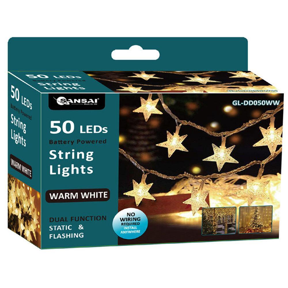 Sansai 50 LED Battery Star Decorative/Christmas String Lights Warm White