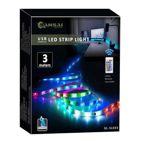 Sansai 3m USB Powered RGB LED Strip Light PC/Monitor Backlight w/ Remote Control