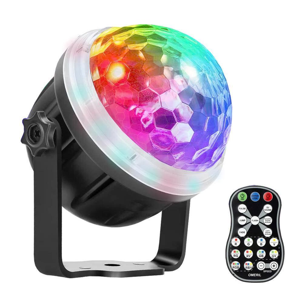 Sansai Mini 10cm RGB Rotating LED Party Light w/ Remote Indoor USB Powered 5V