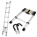 Folding Ladder Alloy Aluminium2.6M Retractable Telescopic Ladder with Hooks
