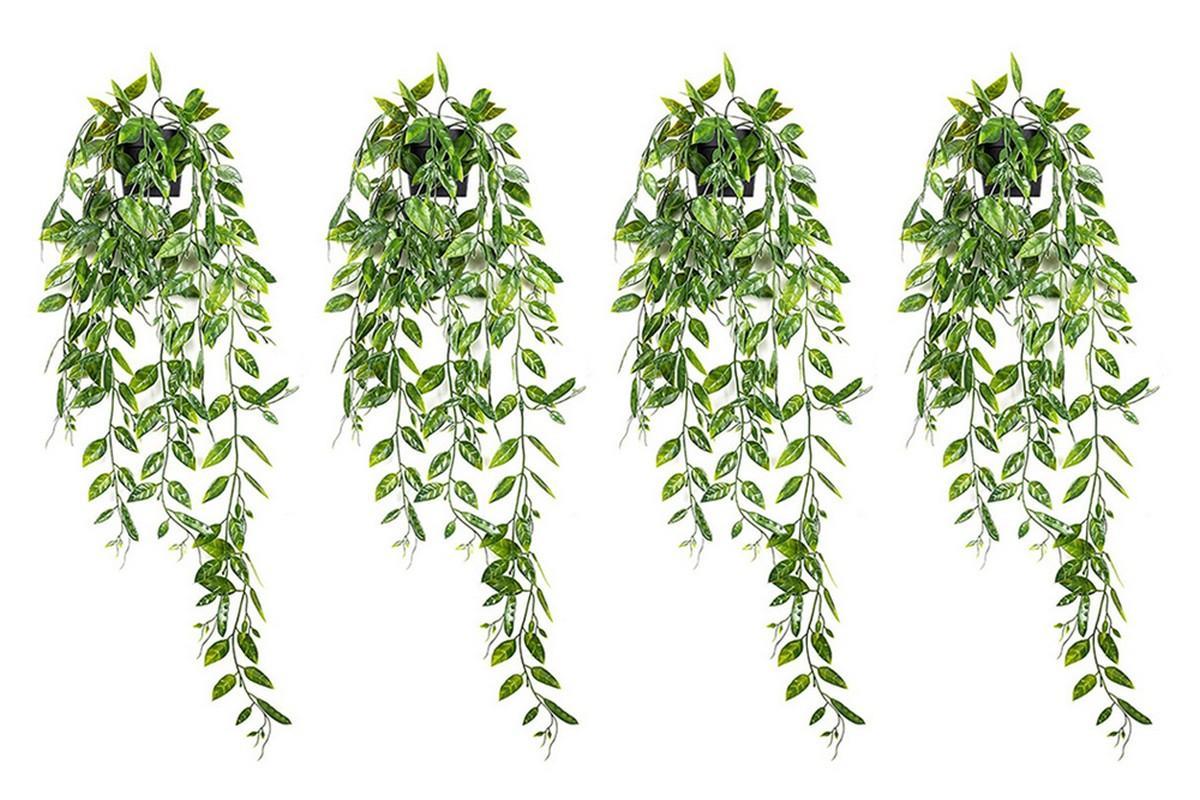 4Pack Artificial Hanging Fake Potted Hanging Plants -Snow Pea