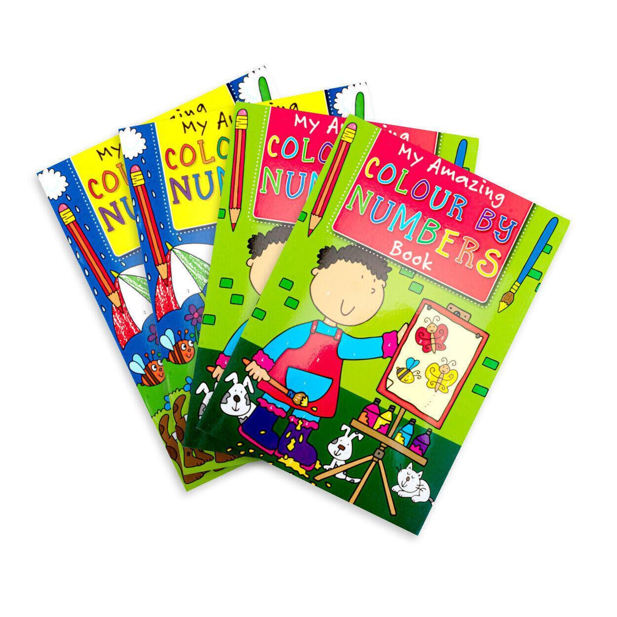 4PCS Colouring By Numbers Books Fun Relaxing Creative 32PG 295mm x 210mm