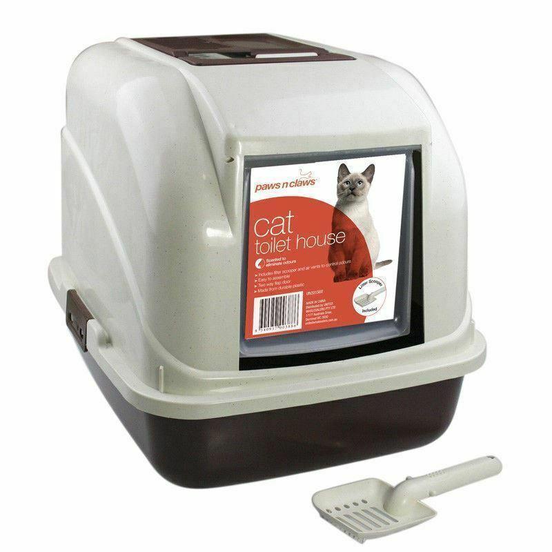 Portable Hooded Carrier Cat Pet Toilet Litter Box Tray with Door Flap & Scoop
