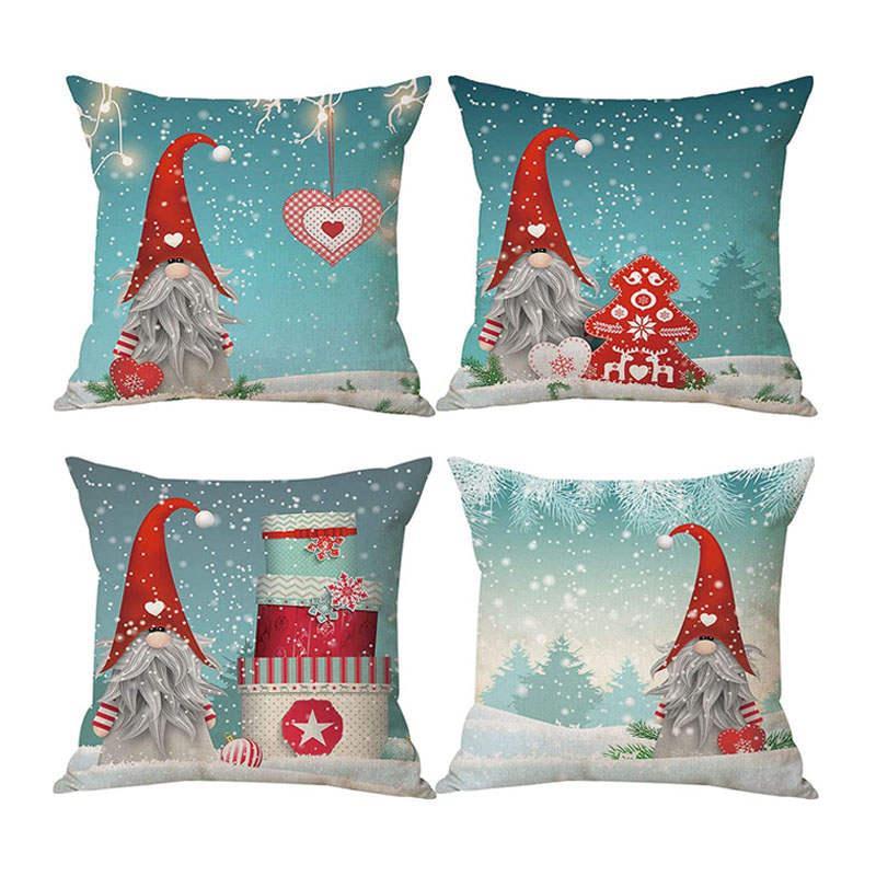 4Pcs Christmas Gnome Pillow Covers 45 x 45cm Home Decor Gift-Set3