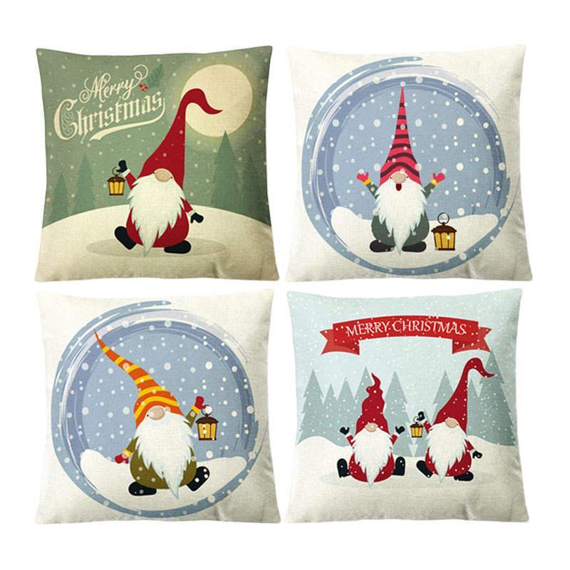 4Pcs Christmas Gnome Pillow Covers 45 x 45cm Home Decor Gift-Set4