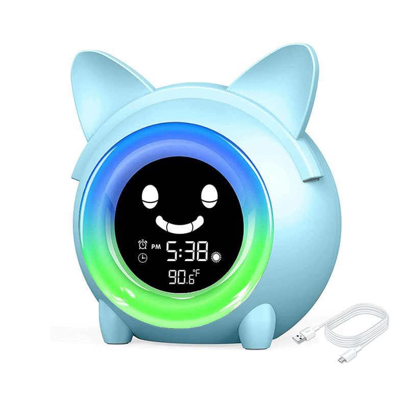 Alarm Clock with Five Color Night Light for Kids Bedroom-Blue