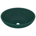 Luxury Basin Oval-shaped Matt Dark Green 40x33 cm Ceramic vidaXL